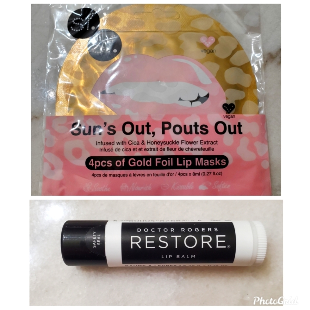*Bundle* SFglow Sun's Out Pout's Out Goil Foil Lip Masks & Dr. Roger's Lip Balm
